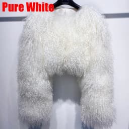 YOLOAgain Plus Size 8XL Women's Real Mongolia Sheep Fur Jacket Cropped Jacket Streetwear