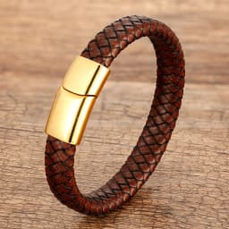 Red Black Classic Men's Leather Bracelets Charm Design Stainless Steel Magnet Bangles For Women Friendship Couple Jewelry Gifts