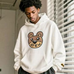 Vintage Style Drew House Bear Head Print Crewneck Sweatshirt Men Oversized Heavy Cotton Casual Streetwear Pullover