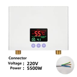 110V 220V Instant Water Heater Kitchen Bathroom Wall Mounted Electric Water Heater Hot Water Shower with LCD Temperature Display