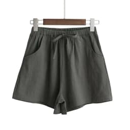 Women's Thin Cotton and Linen Shorts New Summer High Waist Casual Sports Shorts Women Solid Color Pocket Loose Beach Hot Shorts