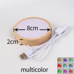 1-4PCS 6/8/10CM Round Wooden LED Night Light Base 3D Decorative Wooden Holder Display Stand Crystals Glass Ball Acrylic Decor