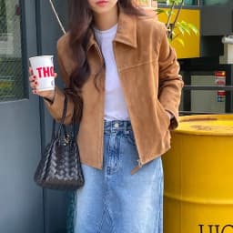 Kaki Color Suede Short Jacket Women's Spring Autumn New American Retro High-End Feelings Button up Casual Outerwear Coat