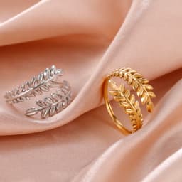 Skyrim New In Wheat Ears Leaf Ring Boho Stainless Steel Gold Color Open Women Rings 2026 Trendy Jewelry Valentine Gift Wholesale