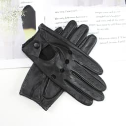 Thin Women's Sheepskin Driver Gloves Summer Breathable Snap Button Colored Genuine Leather Gloves