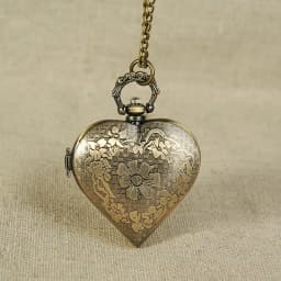 Vintage Bronze Heart Shape Design Pendant Quartz Pocket Watch with Necklace Chain Leisure Men's Gift Clock Accessories