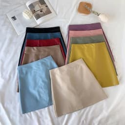Solid Zipper Wrap Hip Leather Skirt Autumn Winter New Korean High Waist Mini Skirt Female Chic Sexy Club A-line Pu Skirts Women
