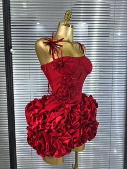 Red Black Women Sexy Halter Full Florals 2 Pieces Bodycon Mini Bandage Dress Celebrate Nightclub Party Birthday Outfit