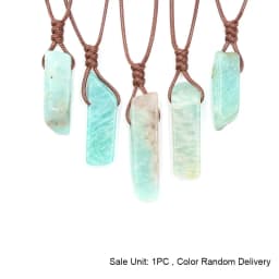 CSJA Healing Crystals Necklaces Irregular Natural Stone Slice Pendant Necklace Pink Quartz Labradorite Tiger Eye Jewelry H090