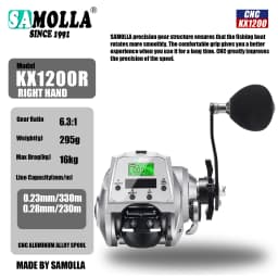 SAMOLLA New Large Electronic Fishing Reel Solar+Usb charging Large Display Screen Temperature/Air Pressure Baitcasting Reel