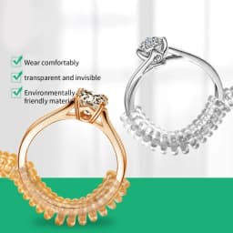 2 Pieces Clear Silicone Ring Guard Ring Sizer Soft Spiral-Ring Tightener Set Ring Size Adjuster for Loose Ring 2/3/5mm