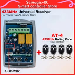 433MHz Universal Garage Door Receiver and ALUTECH AT-4 Rolling Code Remote Control Matching 2CH AC DC 7-32V 220V Rf Relay Switch