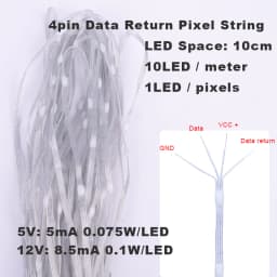 5V 12V 4pin Data Return WS2811 WS2812 LED Seed Pixel String Lights Full Color Individually Addressable RGB for DIY Curtain Light