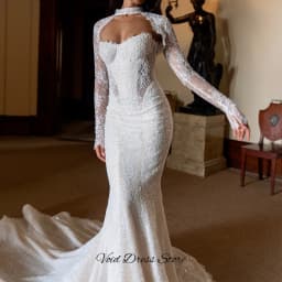 Temperament Long Sleeves O-Neck Customized Bridal Gowns Classic Appliques Lace Vestido De Novia Dreamy Mermaid Robe de mariée