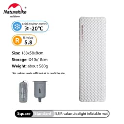 Naturehike Inflatable Mat Ultralight 5.8 High R Value Warm Sleeping Pad Portable Outdoor Camping Tent Single Moisture-proof Mats