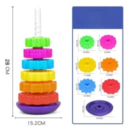 Montessori Rotating Rainbow Tower Baby Stacking Puzzle Toys Children Develop Motor Skills Game Spinning Stacking Toys Kids Gift