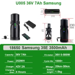 36V 10.5AH Mini Bottle EBike Battery Li-ion Pedelec 48V 7AH 36V 10.5AH Water Battery for 250W ~ 650W BBS01 TSDZ2 Motor