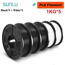 SUNLU 5KG 3D PLA/PETG/PLA PLUS/Clear Filament 1.75mm 5Roll 1KG Printer Neatly Wound 3D Filament for 3D Printer & 3D Pen