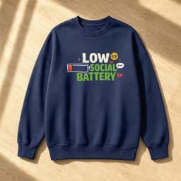Low Social Battery Meme Men Introvert Graphic Sweatshirt Emoji Battery Jumper Alone Time Wear Winter Pullover
