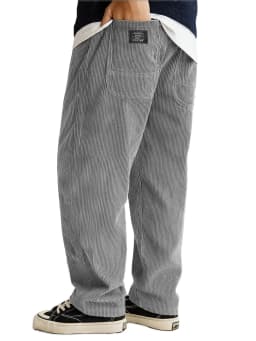 Autumn Winter Fashion Men's Solid Color Simple Basic Casual Trendy Loose Wide Leg Straight Corduroy Trousers Male Pants Clothes