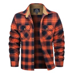 MAGCOMSEN Men's Cotton Flannel Shacket Plaid Shirt Long Sleeve Corduroy Collar 2 Chest Pockets Casual Work Overshirt Outdoor