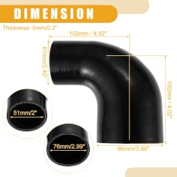 UXCELL 51mm ID to 63mm ID 51mm ID to 76mm ID Universal 90 Degree Elbow Silicone Hose Coupler Turbo Intercooler Intake Piping