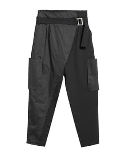[EAM] High Elastic Waist Black Irregular Split Harem Trousers New Loose Fit Pants Women Fashion Tide Spring Summer 2026 1Y487