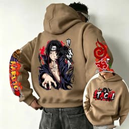 Naruto Uchiha Itachi 2026 Spring and Autumn New Cartoon Anime Harajuku Y2K Street Fashion Couple Hooded Sweatshirt