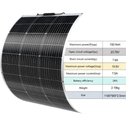 150W-600W Semi-Flexible Monolithic Monocrystalline Solar Panel Kit, 19.8V PV Module, 12V/24V/36V Off-Grid Battery Charger for RV