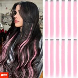 1 5 11 Pcs/lot Clip in Hair Extensions Multi-Colors Highlights Synthetic Hair 22 inch Rainbow Hairpieces for Girls Women Kids