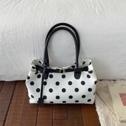 New Korean Stylish Polka Dot Tote Bag Personalized Casual Shoulder Bag Belt Decor Simple Versatile Commuter Underarm Bags