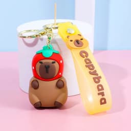 Capybara Keychain PVC Soft Key Accessories Cute Party Gifts for Christmas for Boys and Girls Key Buckles Metal