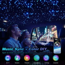 16W RGBW Fiber Optic Star Ceiling Light Kit with APP & Remote Control, Music Sync Mode for Car Roof Home Theater Decoration, 500-1200pcs 0.25-0.75mm Fiber Cable, US Warehouse
