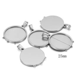 5pcs/lot stainless steel blank Cabochon Base Setting Charms Round Oval Pendant fit 15 20 25mm jewelry making supplies