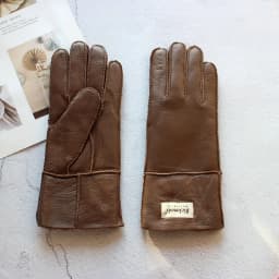 Women's Thickened Winter Sheepskin Fur Gloves Windproof Warm Outdoor Motorcycle Riding Color Leather Finger Gloves