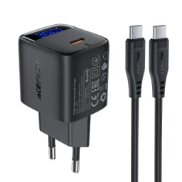 ACEFAST GaN PD30W EU Phone Fast Charging Charger For iPhone 16/15 Pro Max USB C Wall LED Digital Display Adapter For Samsung S25
