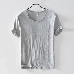 Retro Raw Edge T-Shirt for Men 100% Cotton Lightweight & Breathable Slim-Fit Monochromatic O-Neck Summer Streetwear Essential