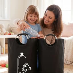 Thickened Foldable Recycling Storage Basket Large Capacity Empty Bottle Bag with Aluminum Handle for Kitchen Laundry Organizer