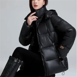 Black Short Hooded Thick Cotton Jacket For Women Winter Coat Jacket Warm Down Cotton Parkas Korean Loose Women's Parkas