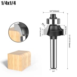 6mm Shank 1/4" Shank Corner Round Over Router Bit with Bearing Milling Cutter for Wood Woodwork Tungsten Carbide