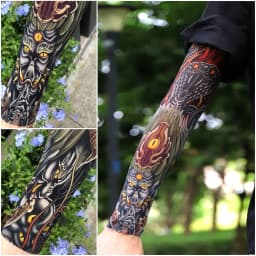Ultra thin seamle Tattoo Flower Arm For Men Women Cool Travel Cycling Elastic Scratch Resistant Sunscreen Arm Sleeves Accessorie