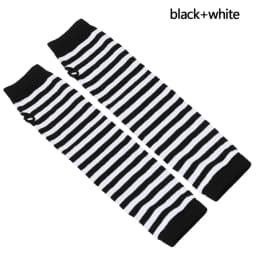 1 Pair Striped Soft Mitten Knitted Elbow Gloves Long Glove Fingerless Cotton Classic Wristband Arm Cover Sleeve For Women Girls
