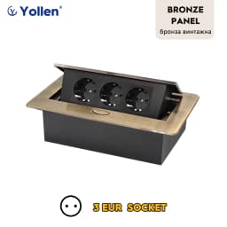 Aluminum Panel EUR/French Bronze Gold(Бронза Bинтажна)/Black/Silver Table Socket 2/3 Way Outlet USB Power Three Power Household