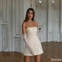 Simple A-Line Mini White Wedding Dress Sexy Strapless Formal Pleat Shiny Sequined Sleeveless Vintage Backless Short Customized
