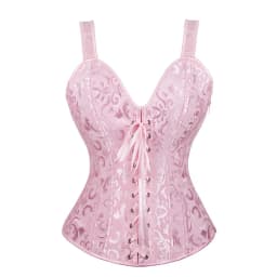 Women Corset with Straps Black Overbust Corset Plus Size Floral Jacquard Corset Zipper Top Gothic Steampunk Corset Bustier