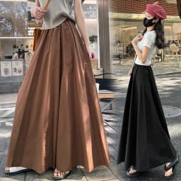 Spring Summer Women Black White Elegant Oversized Long Skirt French Fashion Brown High Waist Vacation Pleated Half Skirt Popular