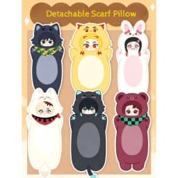 Tanjiro Kamado Plush Pillow Soft Detachable Scarf Nezuko Kamado Throw Pillow Cute Fluffy Home Decor Decoration Collection Gifts