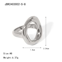 Uworld Minimalist Stainless Steel Smooth Asymmetric Ring Oval Hollow Stackable Ring Large Spherical Ring Women's Jewelry