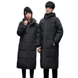 Men Women Thick Hooded Long Parkas Solid Color Zipper Parkas Unisex Long Winter Padded Jacket Unisex Warm Down Jacket Parkas