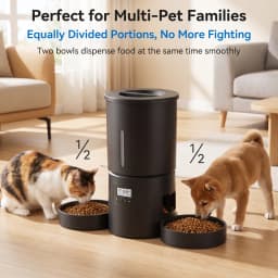 4.2L Dual‑Bowl Automatic Pet Feeder Timed Portion Dispenser Multi‑Pet Button Control Cat Dog Dry Food Feeding (No 5V 1A Plug)